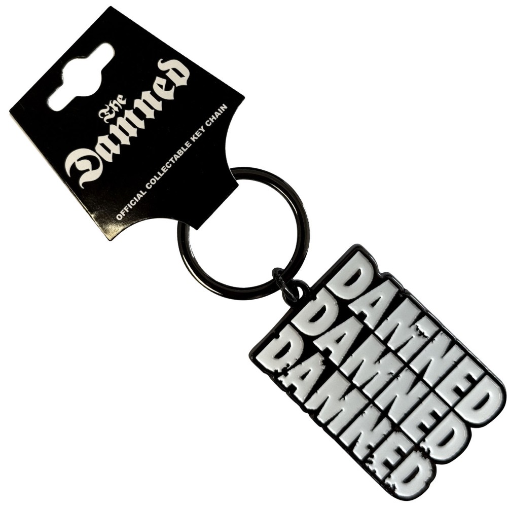 The Damned - Stacked Logo Keychain - White/Black